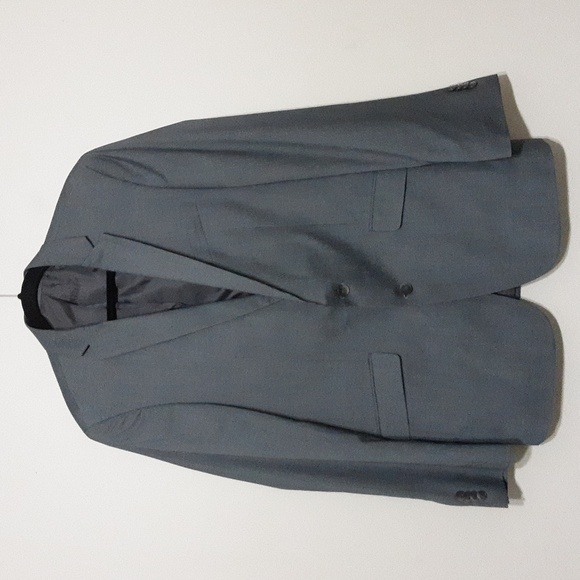 Kenneth Cole reaction men  blazer suit stripped gray event holiday 42L slim fit - Picture 1 of 7